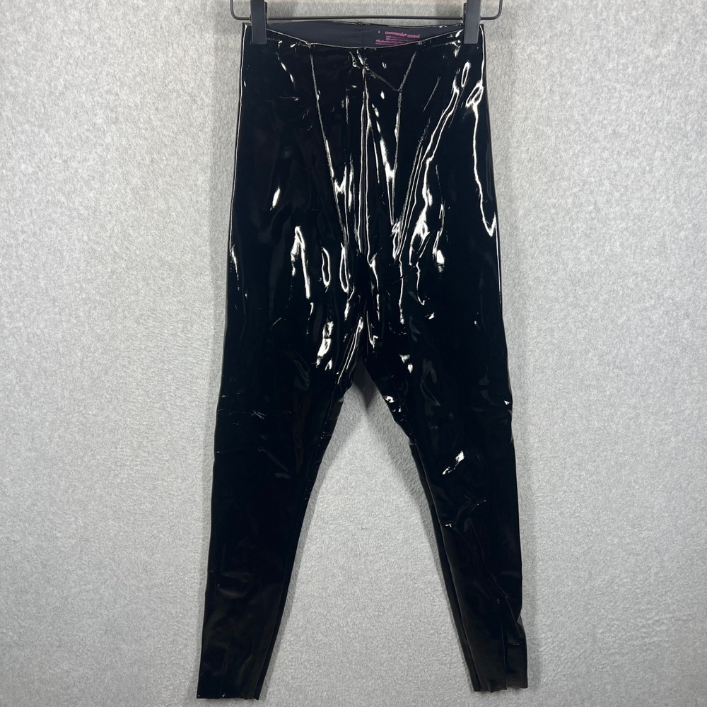 Commando Faux Leather Leggings Womens S Black Patent Control High Waisted EUC